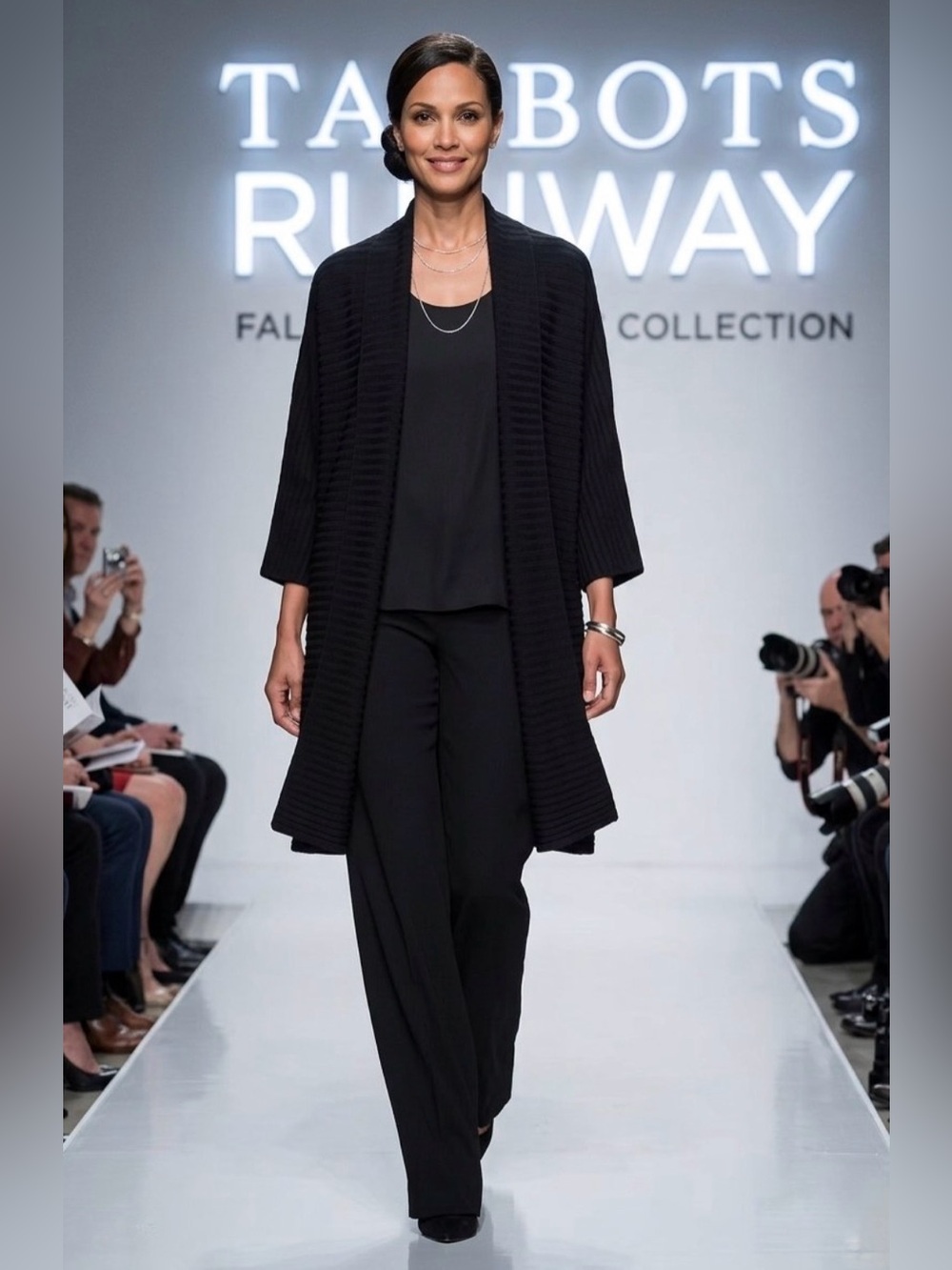 Talbots Black Ribbed Open-Front Cardigan